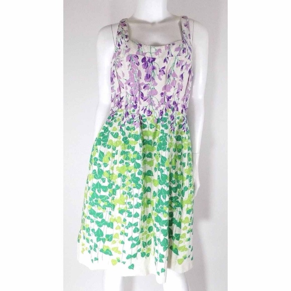 Anthropologie Purple and Green Floral Dress - Picture 2 of 8
